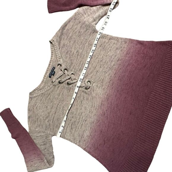 AEO Purple Ombré lace up neck cotton blend sweater - Picture 7 of 9